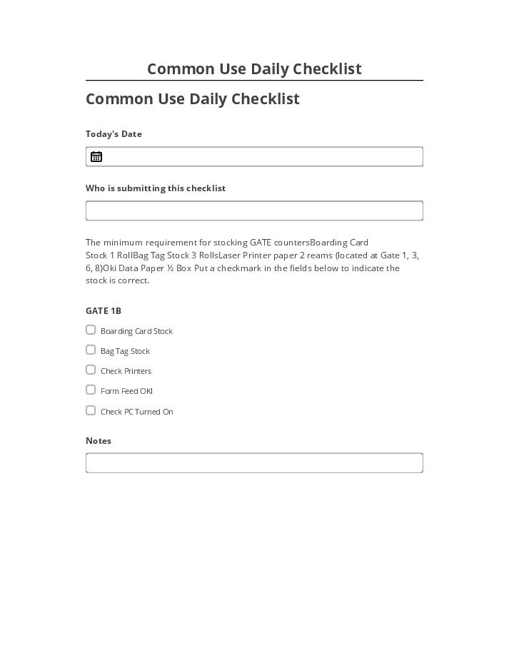 Integrate Common Use Daily Checklist