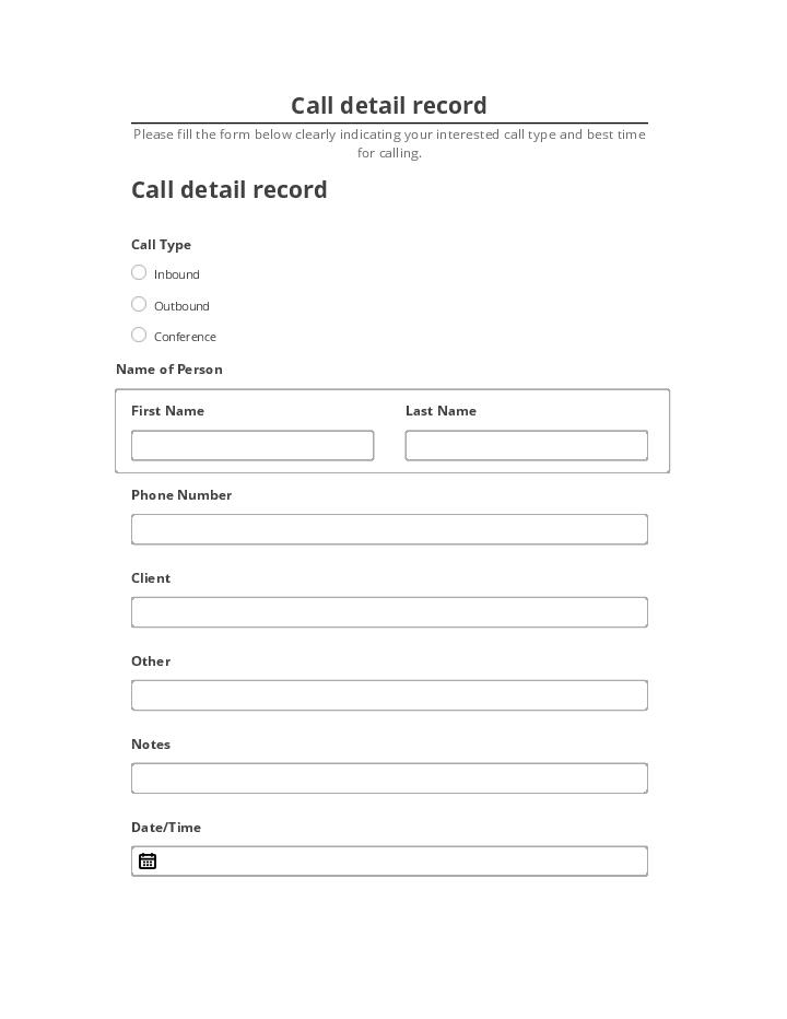 Update Call detail record from Microsoft Dynamics