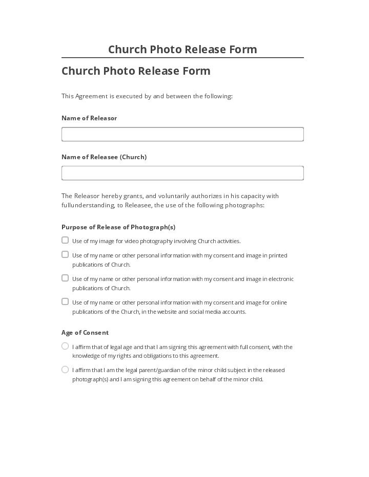 Archive Church Photo Release Form