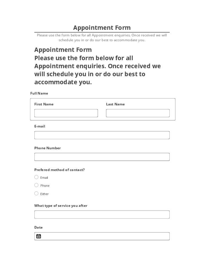 Pre-fill Appointment Form