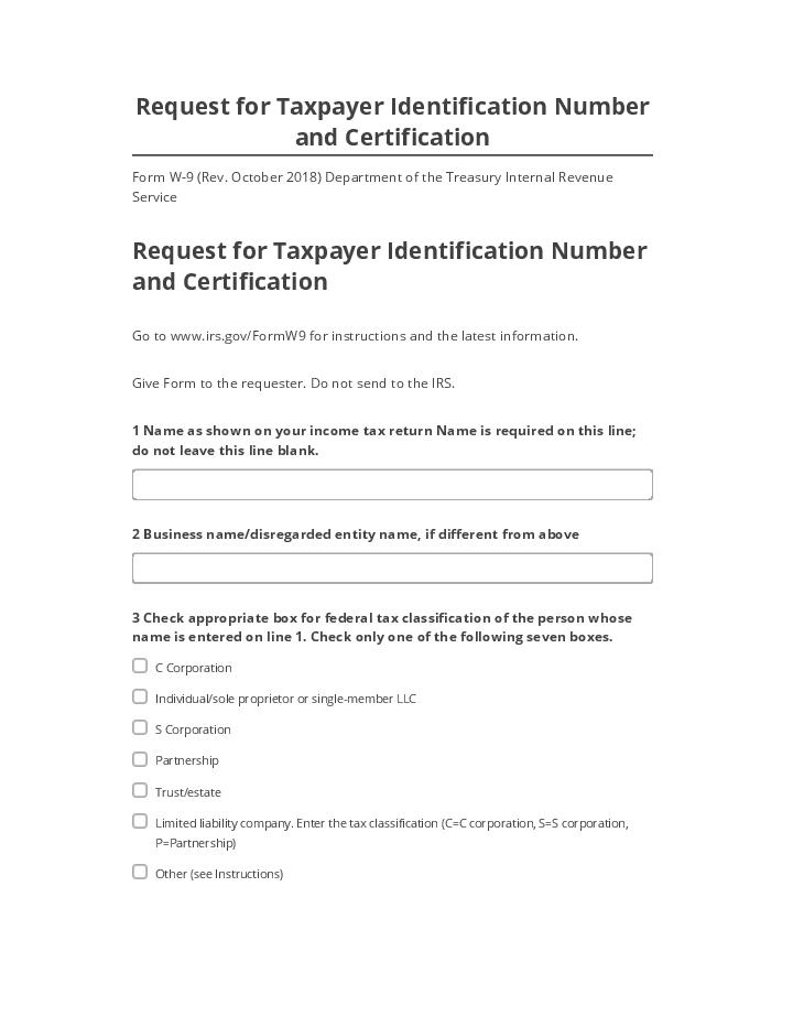 Arrange Request for Taxpayer Identification Number and Certification in Salesforce