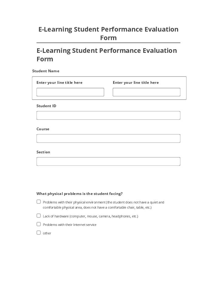 Arrange E-Learning Student Performance Evaluation Form