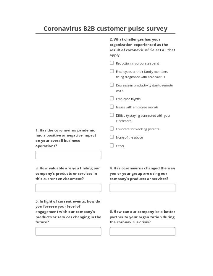 Pre-fill Coronavirus B2B customer pulse survey from Salesforce