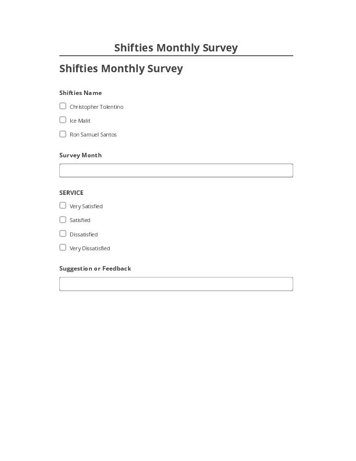 Export Shifties Monthly Survey