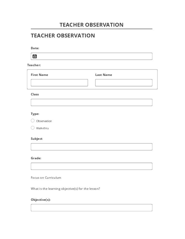 Incorporate TEACHER OBSERVATION in Salesforce
