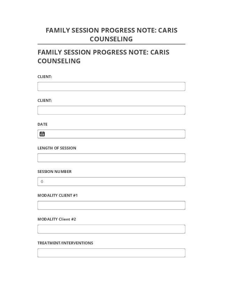 Arrange FAMILY SESSION PROGRESS NOTE: CARIS COUNSELING