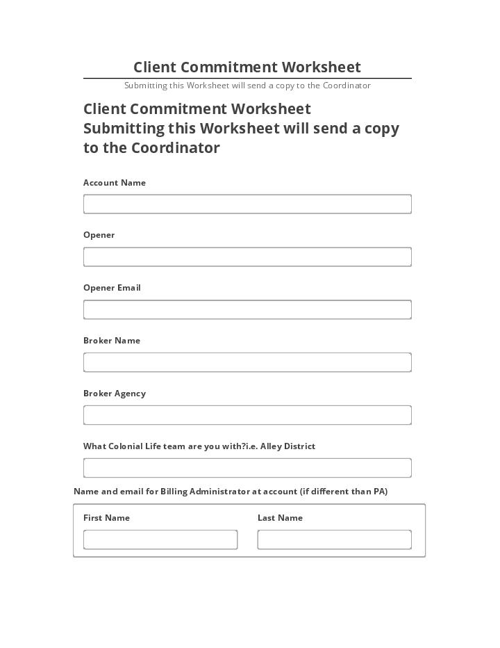 Arrange Client Commitment Worksheet in Netsuite