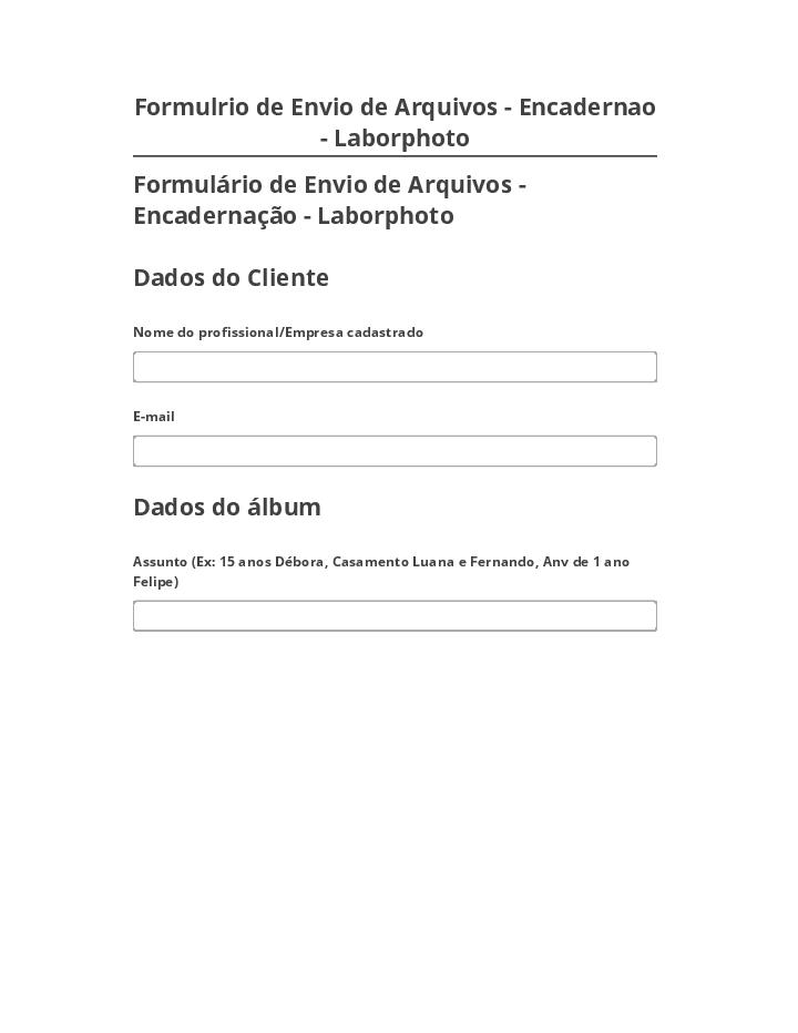 Extract Formulrio de Envio de Arquivos - Encadernao - Laborphoto from Netsuite