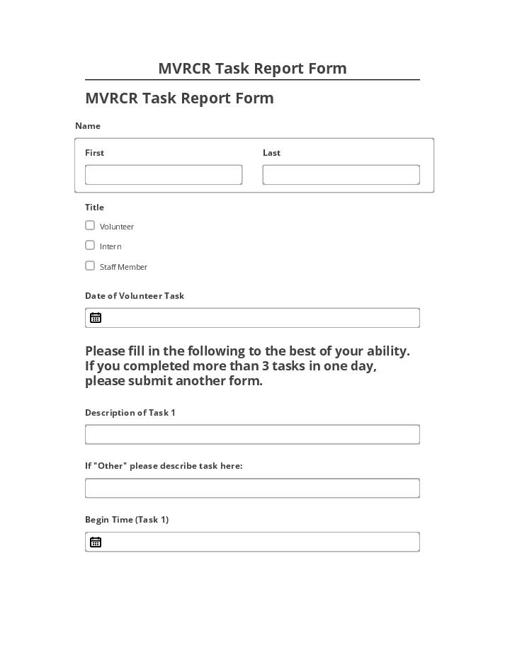 Update MVRCR Task Report Form from Microsoft Dynamics
