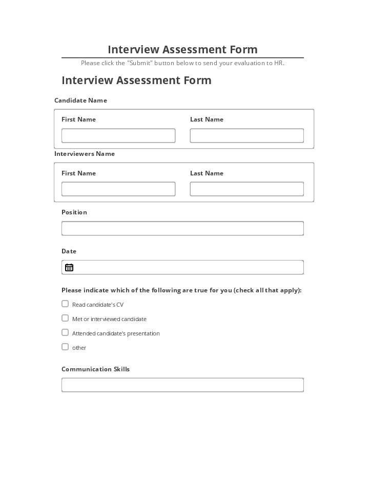 Update Interview Assessment Form from Microsoft Dynamics