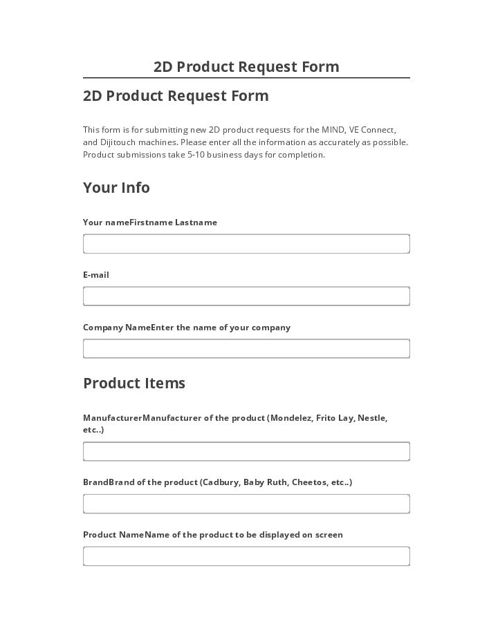 Update 2D Product Request Form