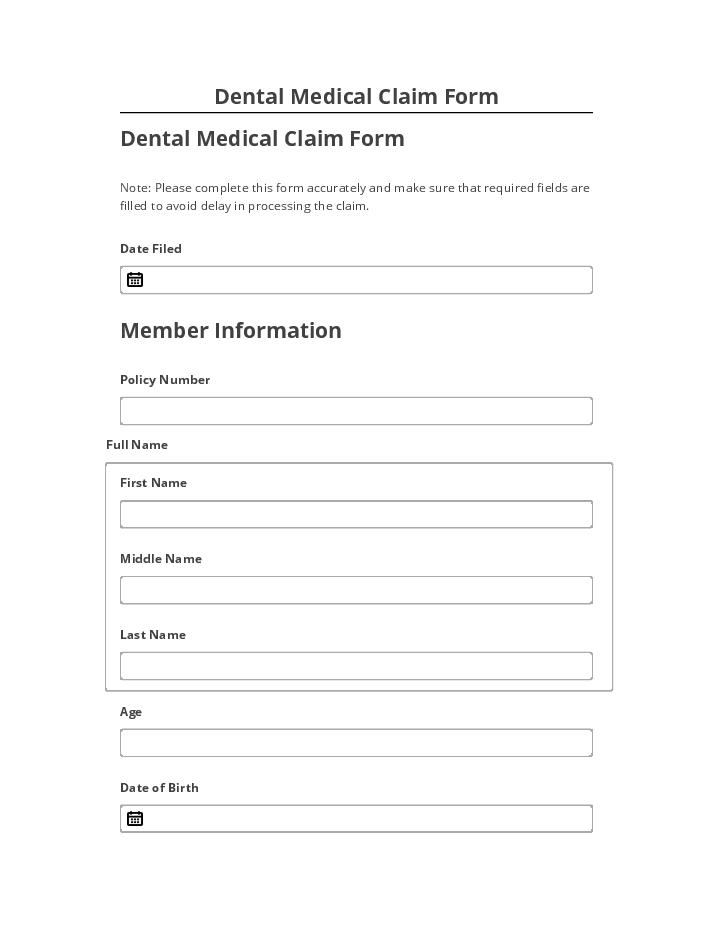 Arrange Dental Medical Claim Form in Salesforce