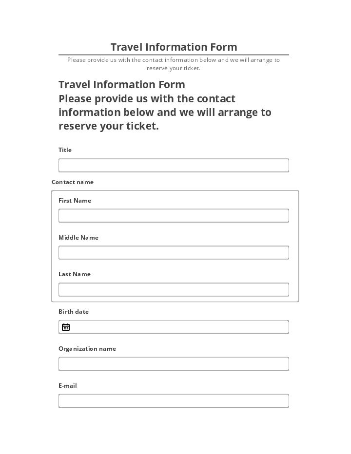 Update Travel Information Form