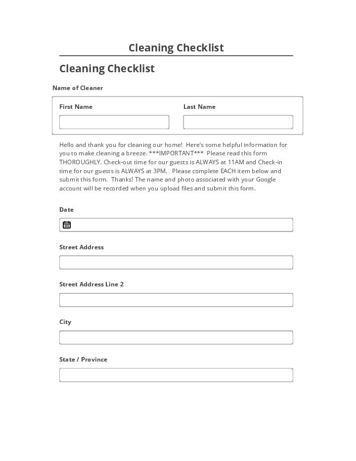 Synchronize Cleaning Checklist
