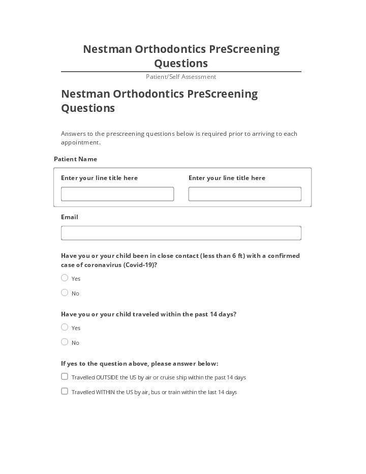 Update Nestman Orthodontics PreScreening Questions from Microsoft Dynamics