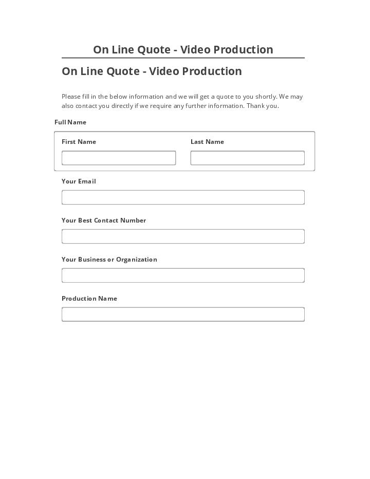 Archive On Line Quote - Video Production to Netsuite