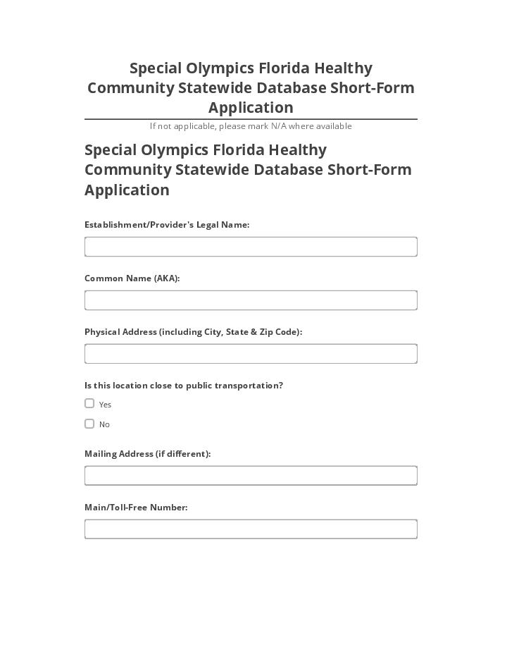 Update Special Olympics Florida Healthy Community Statewide Database Short-Form Application from Netsuite