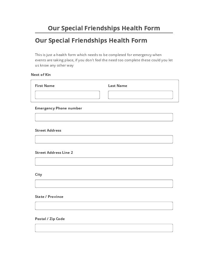 Integrate Our Special Friendships Health Form