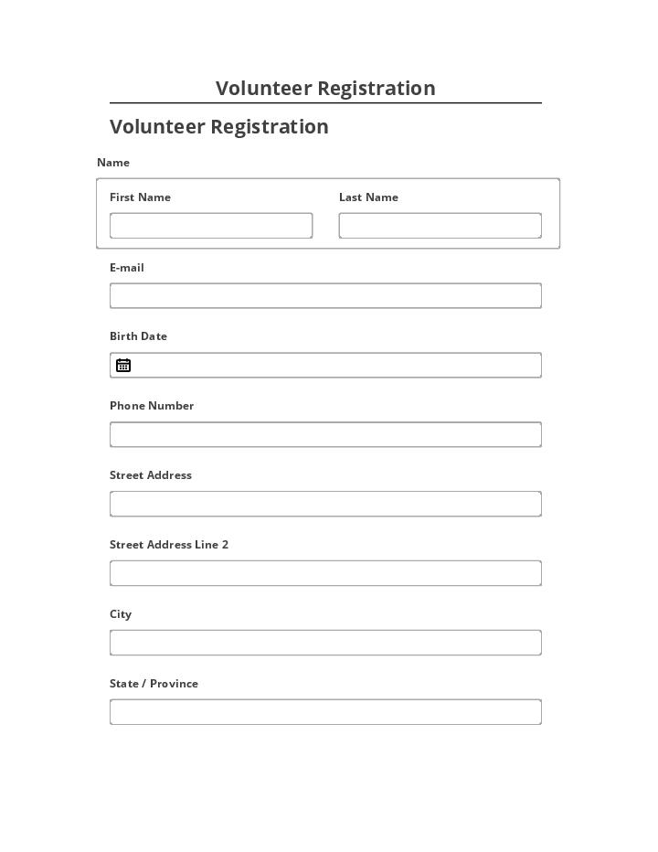 Pre-fill Volunteer Registration