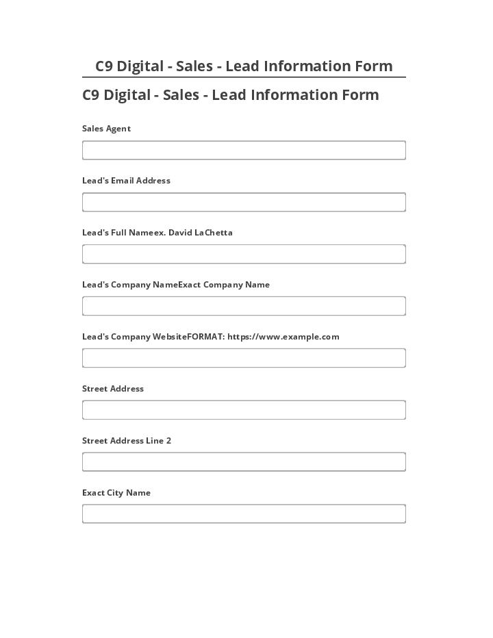 Incorporate C9 Digital - Sales - Lead Information Form in Salesforce
