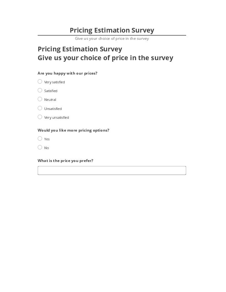 Arrange Pricing Estimation Survey