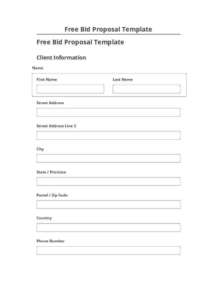 Pre-fill Free Bid Proposal Template from Netsuite