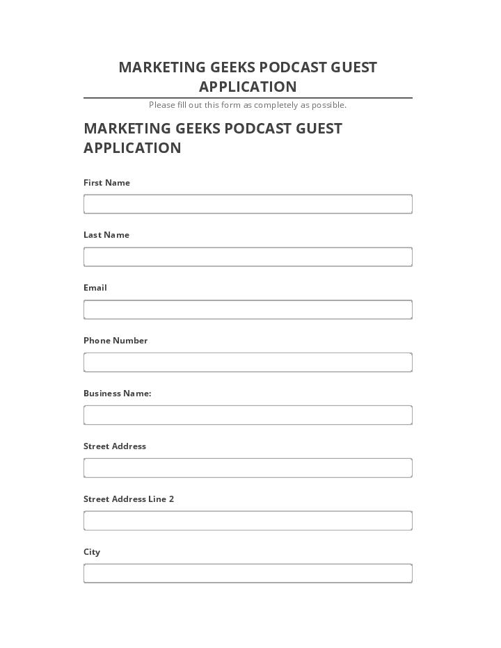 Synchronize MARKETING GEEKS PODCAST GUEST APPLICATION with Salesforce