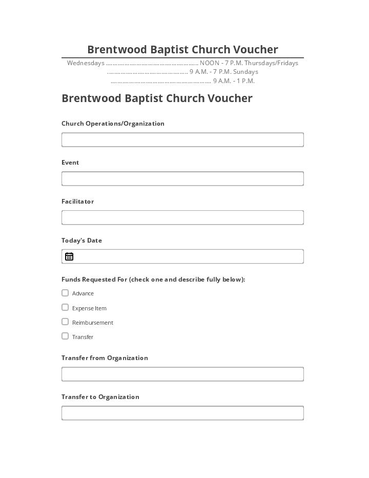 Arrange Brentwood Baptist Church Voucher in Netsuite