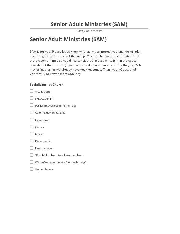 Archive Senior Adult Ministries (SAM) to Salesforce