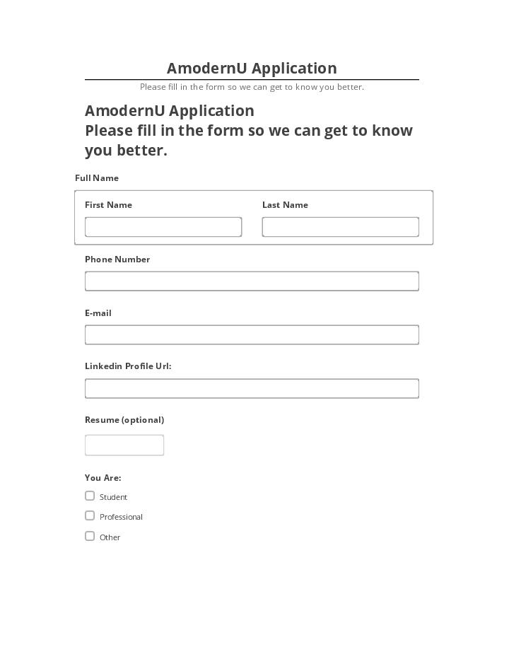 Pre-fill AmodernU Application from Netsuite