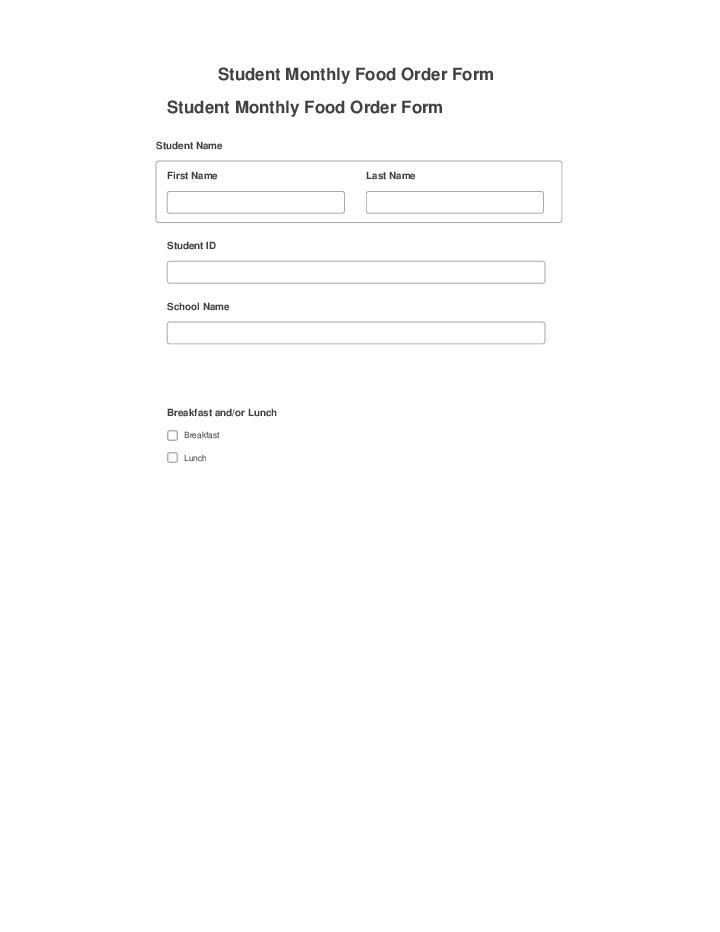 Manage Student Monthly Food Order Form in Netsuite