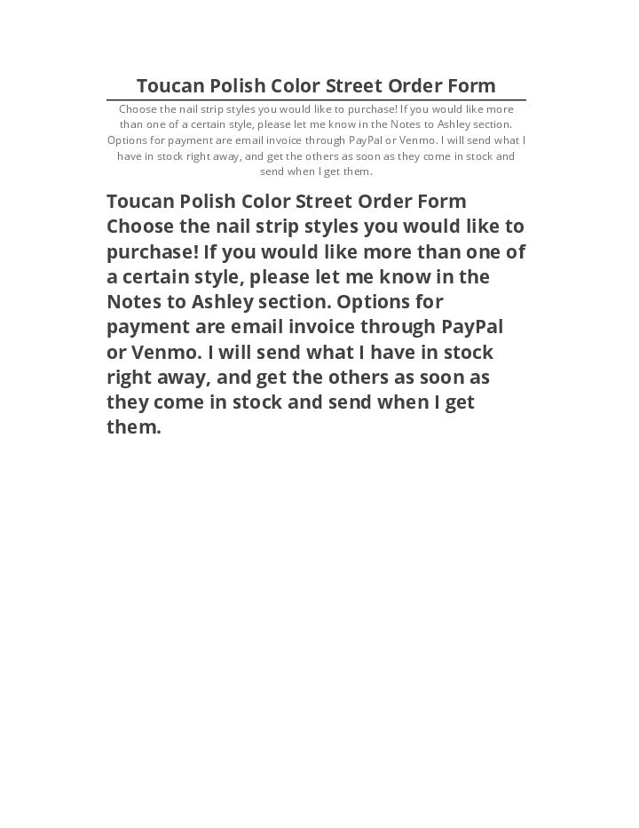 Extract Toucan Polish Color Street Order Form