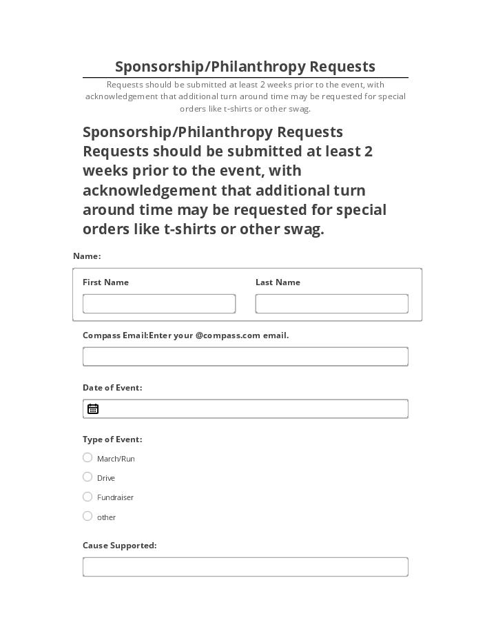 Update Sponsorship/Philanthropy Requests from Netsuite