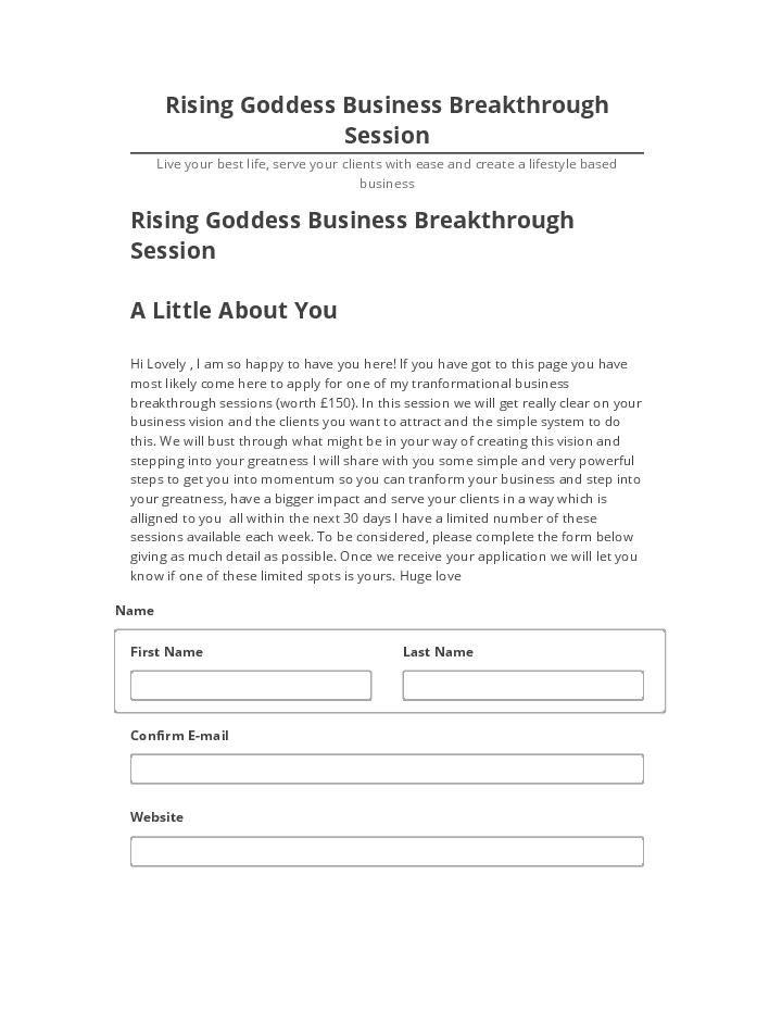 Manage Rising Goddess Business Breakthrough Session in Netsuite