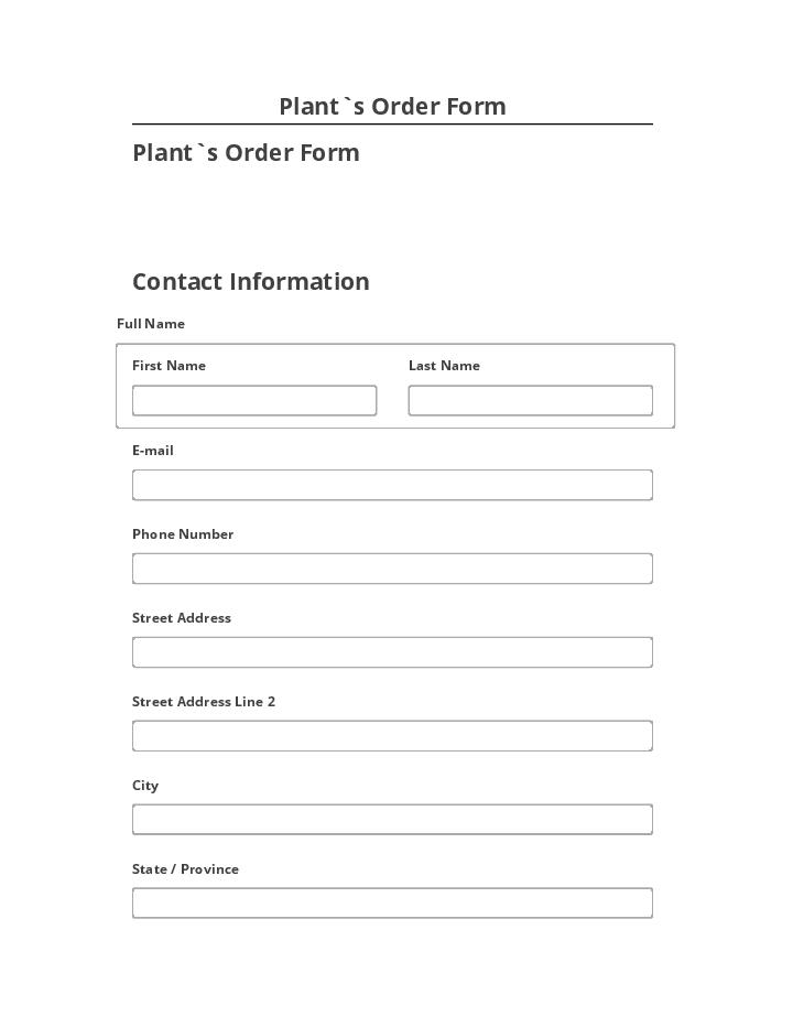 Extract Plant`s Order Form