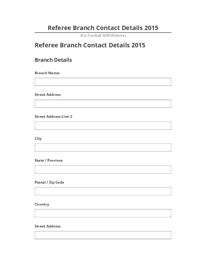 Arrange Referee Branch Contact Details 2015 in Microsoft Dynamics
