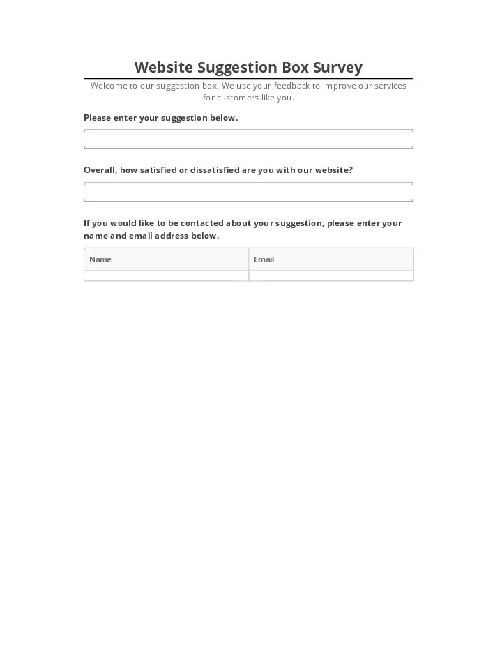 Update Website Suggestion Box Survey from Microsoft Dynamics
