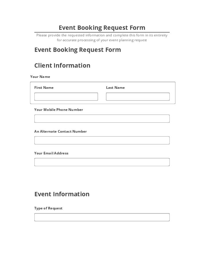 Arrange Event Booking Request Form