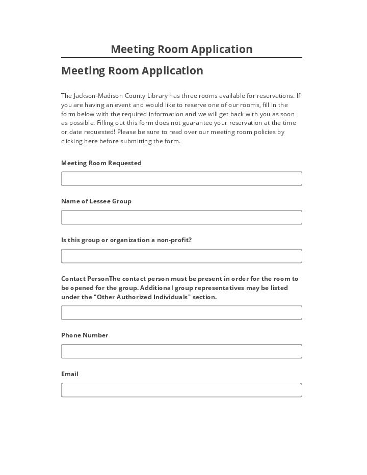Export Meeting Room Application to Salesforce