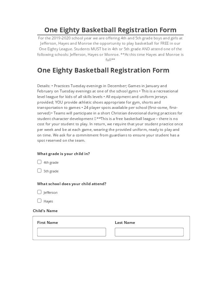 Archive One Eighty Basketball Registration Form to Salesforce