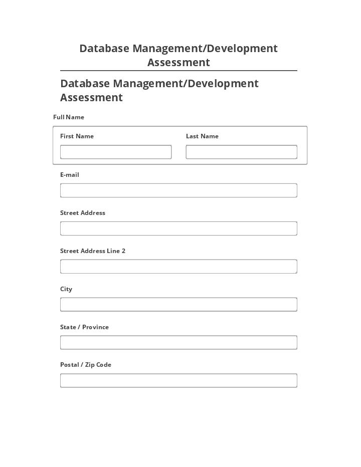 Incorporate Database Management/Development Assessment in Salesforce