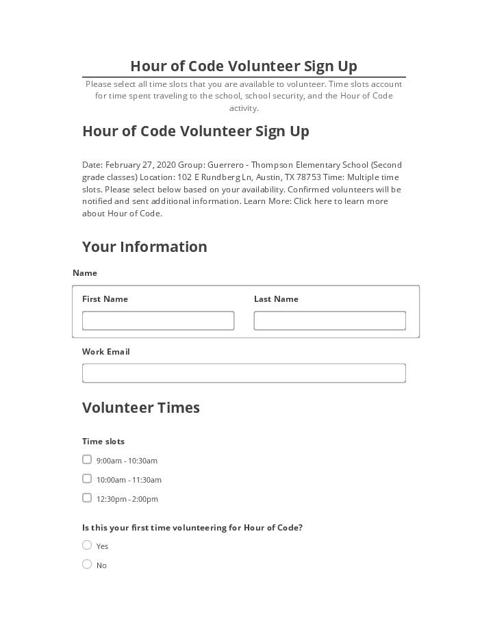 Incorporate Hour of Code Volunteer Sign Up in Salesforce