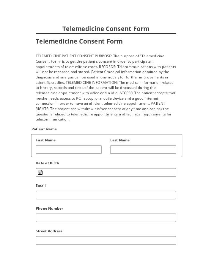 Arrange Telemedicine Consent Form in Salesforce