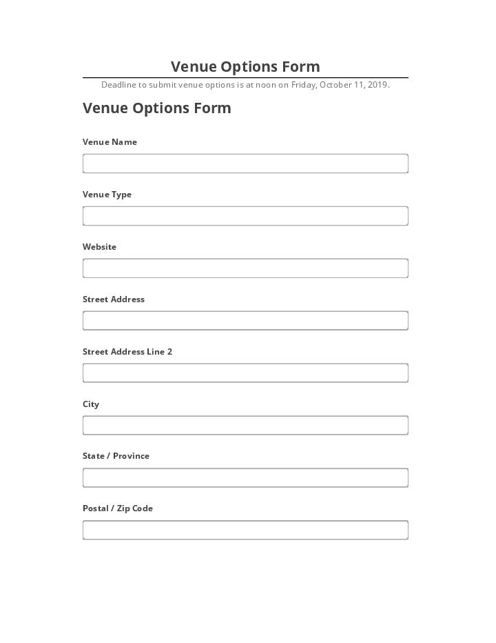 Incorporate Venue Options Form in Microsoft Dynamics