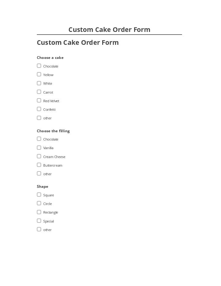 Manage Custom Cake Order Form in Netsuite