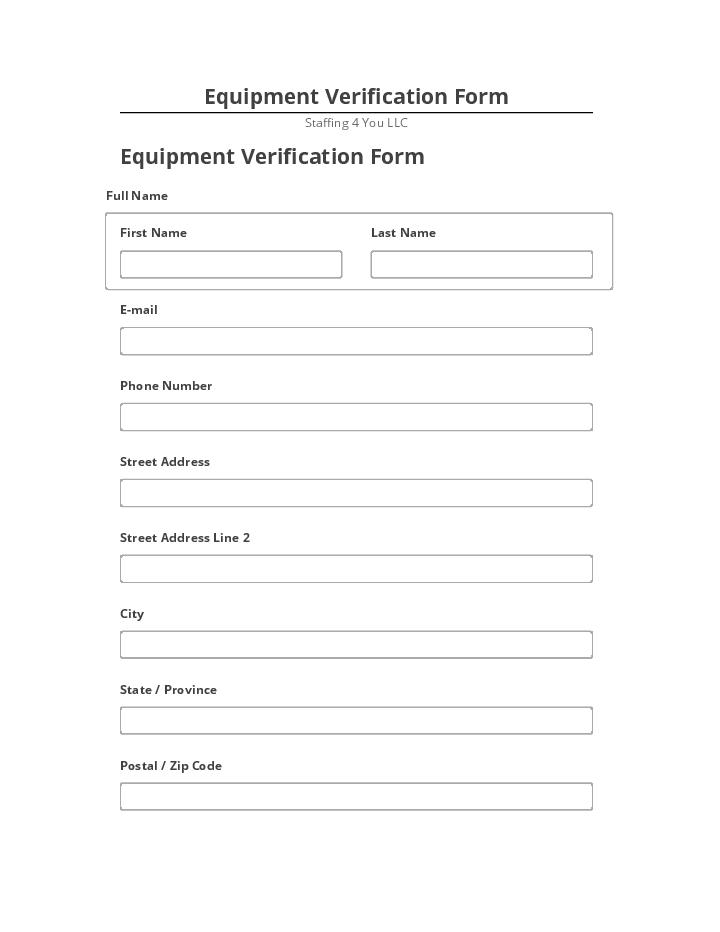 Export Equipment Verification Form