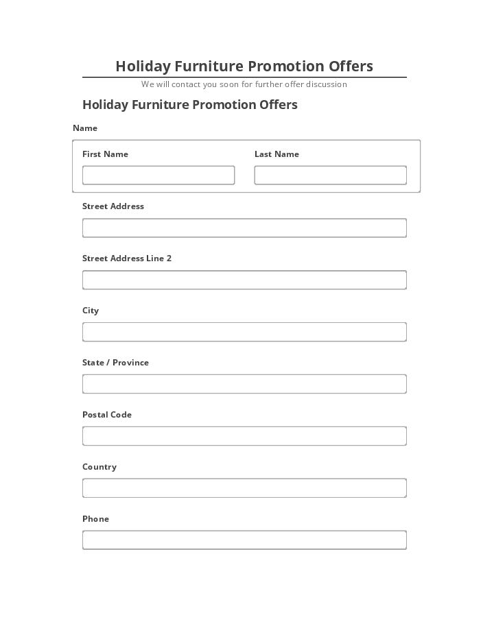 Pre-fill Holiday Furniture Promotion Offers from Salesforce