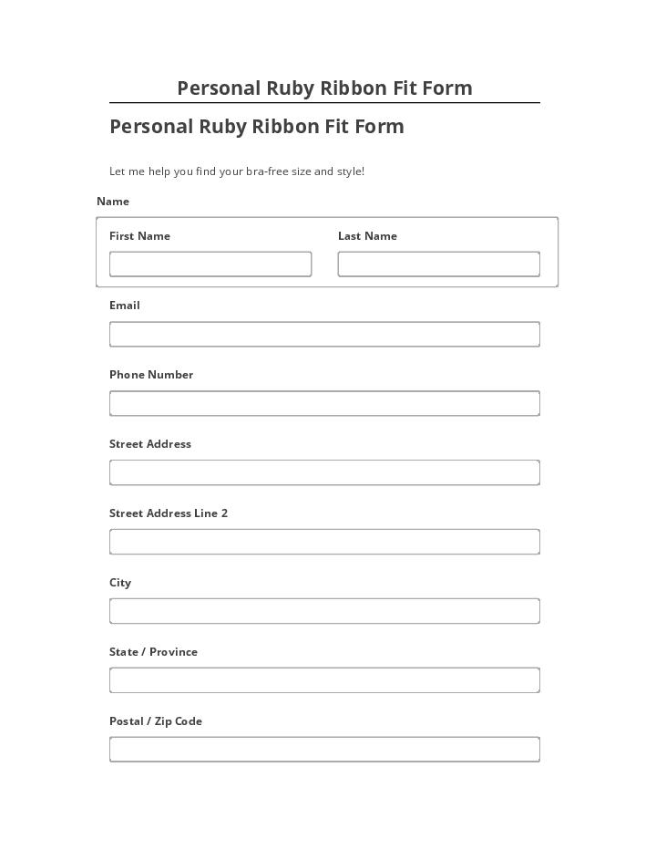 Update Personal Ruby Ribbon Fit Form from Netsuite