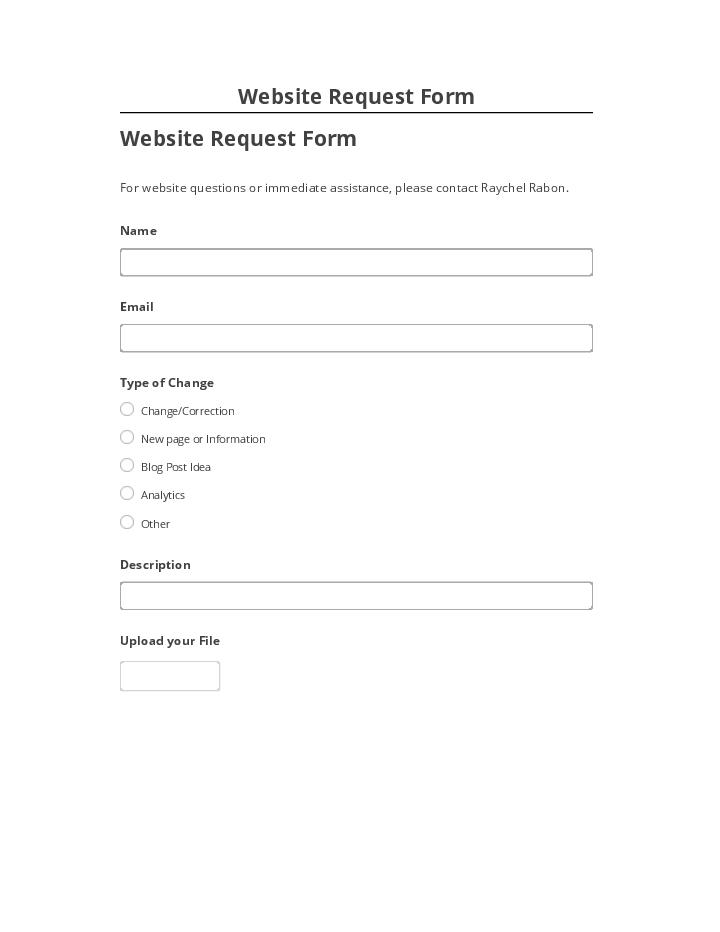 Pre-fill Website Request Form