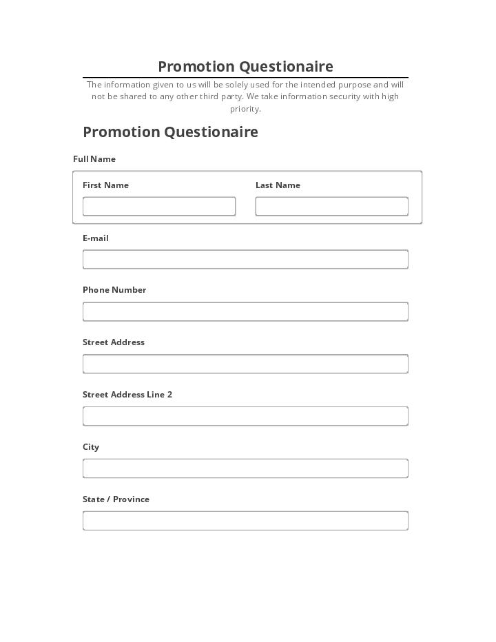Arrange Promotion Questionaire in Salesforce